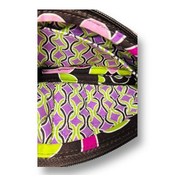 Vera Bradley Wristlet Zip Wallet Pink Green Floral Quilted Cotton Organizer Bag - Picture 6 of 13